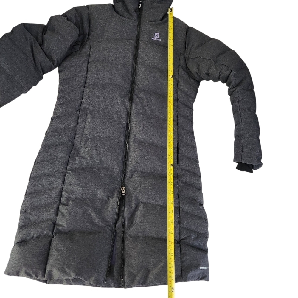 SALOMON Women's Coteaux Long down parka puffer hooded Jacket dark grey small - Picture 13 of 16
